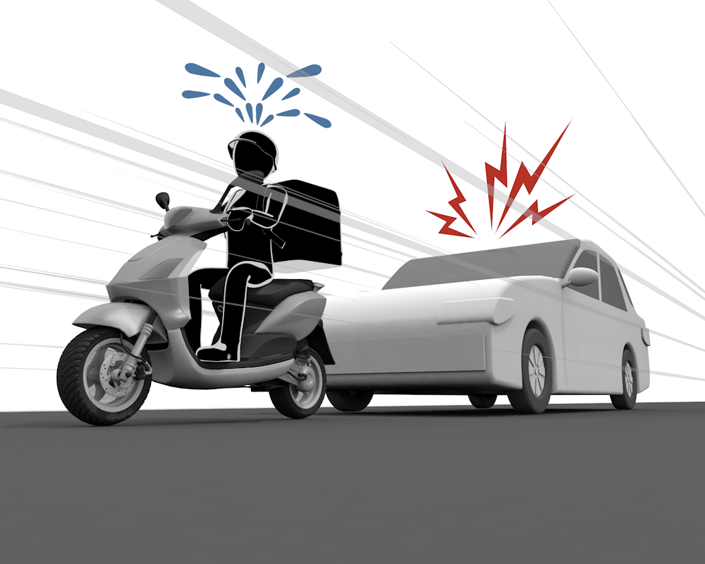 急ブレーキ禁止違反/道路交通法違反/増える「あおり運転」危険行為 - 運転/あおり/ハンドル/ドライバー/危険/事故/イラスト/3Dレンダリング