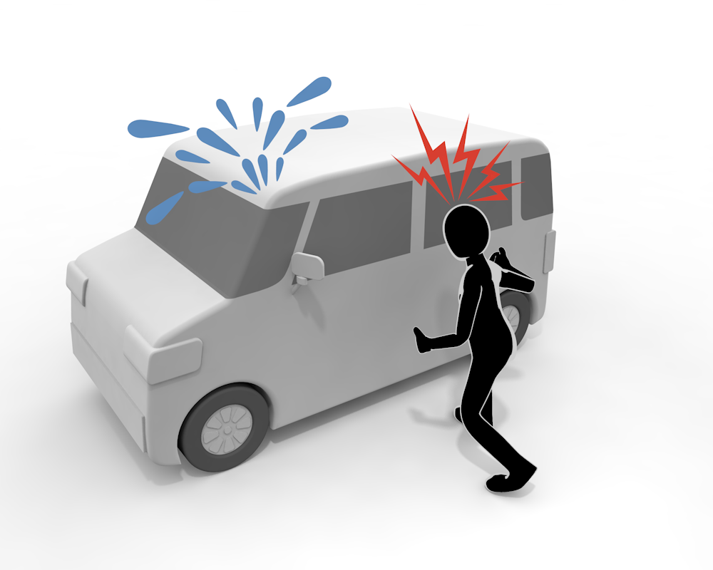 危険運転致死傷罪/妨害目的運転 - 運転/あおり/ハンドル/ドライバー/危険/事故/イラスト/3Dレンダリング