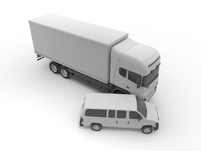 トラック｜接触事故 - 運転/あおり/ハンドル/ドライバー/危険/事故/イラスト/3Dレンダリング