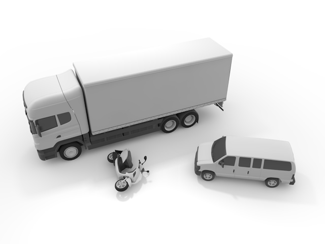 バイク｜トラック｜接触 - 運転/あおり/ハンドル/ドライバー/危険/事故/イラスト/3Dレンダリング