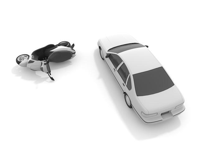 自家用車｜バイク｜事故 - 運転/あおり/ハンドル/ドライバー/危険/事故/イラスト/3Dレンダリング
