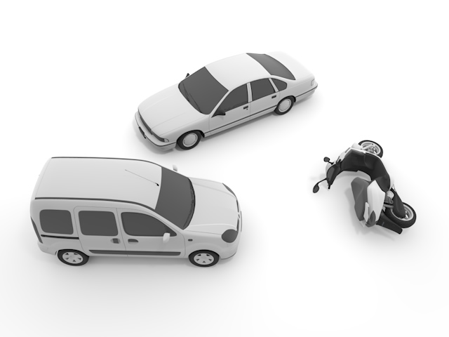 バイク｜転倒｜車事故 - 運転/あおり/ハンドル/ドライバー/危険/事故/イラスト/3Dレンダリング