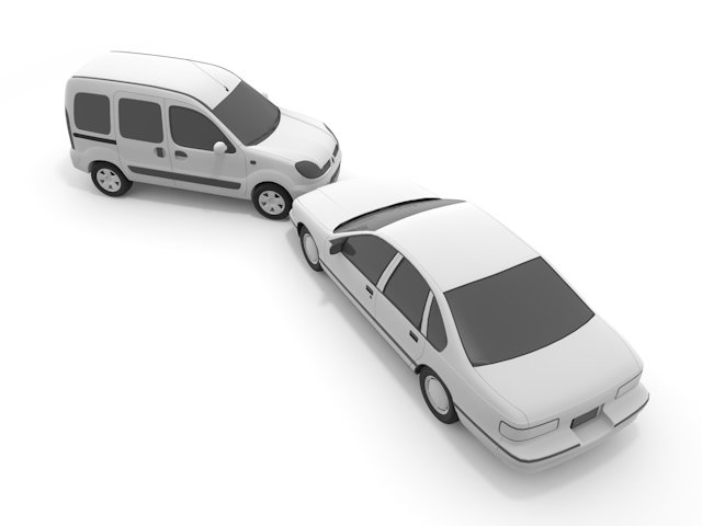 正面｜自動車｜事故 - 運転/あおり/ハンドル/ドライバー/危険/事故/イラスト/3Dレンダリング