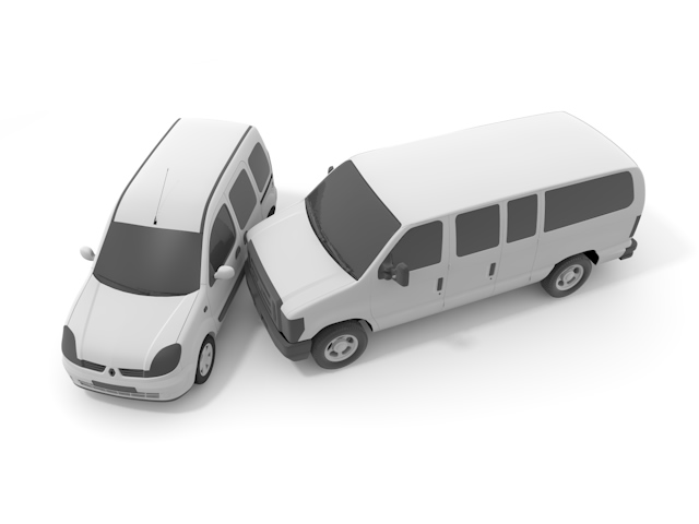 ぶつかる｜自動車｜交通 - 運転/あおり/ハンドル/ドライバー/危険/事故/イラスト/3Dレンダリング