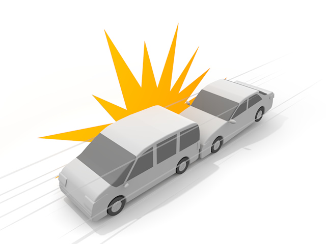 自動車｜追突事故 - 運転/あおり/ハンドル/ドライバー/危険/事故/イラスト/3Dレンダリング