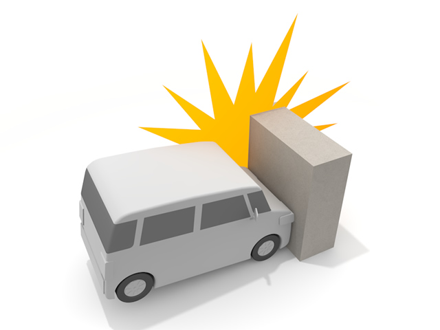 ぶつかる｜自動車｜居眠り - 運転/あおり/ハンドル/ドライバー/危険/事故/イラスト/3Dレンダリング