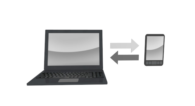 データを同期する - スマホ / イラスト / アプリケーション / 写真 / フリー素材 / モバイル / フォト / サーバー / ネット