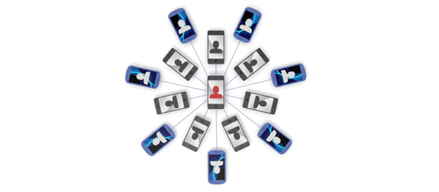 ユーザー同士が繋がる世界 - スマホ / イラスト / アプリケーション / 写真 / フリー素材 / モバイル / フォト / サーバー / ネット