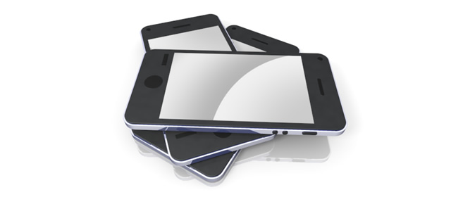 たくさんのスマートフォン - スマホ / イラスト / アプリケーション / 写真 / フリー素材 / モバイル / フォト / サーバー / ネット