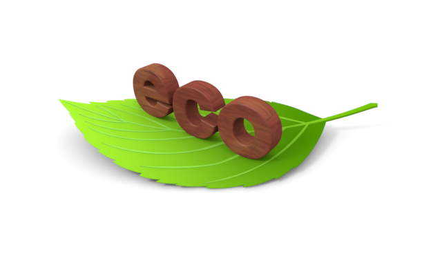 エコと葉っぱ - ウッド/木材/イラスト/写真/フリー素材/フォト/質感/3D