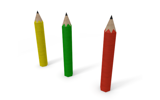 3本の鉛筆 - ウッド/木材/イラスト/写真/フリー素材/フォト/質感/3D