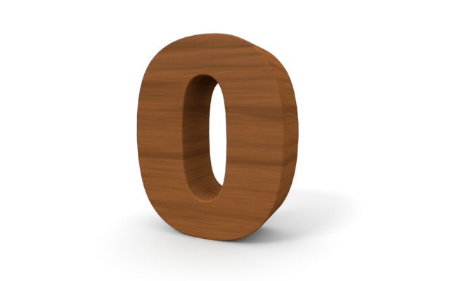 数字の「0」 - ウッド/木材/イラスト/写真/フリー素材/フォト/質感/3D