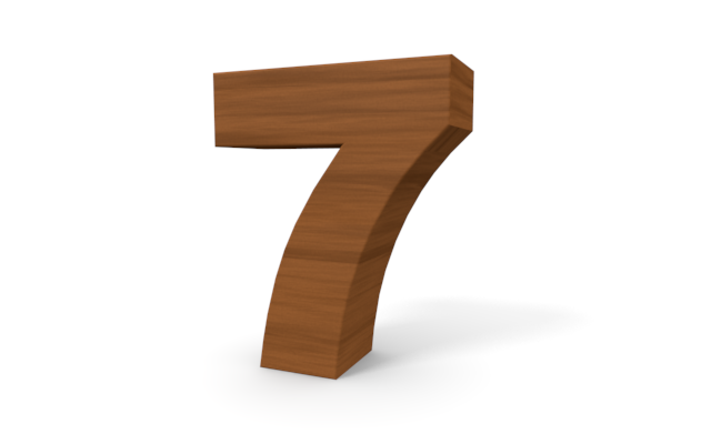 数字の「7」 - ウッド/木材/イラスト/写真/フリー素材/フォト/質感/3D