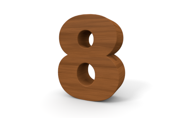 数字の「8」 - ウッド/木材/イラスト/写真/フリー素材/フォト/質感/3D
