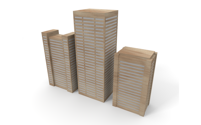 オフィス街 - ウッド/木材/イラスト/写真/フリー素材/フォト/質感/3D