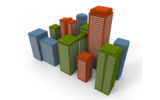 高層ビル群 - ウッド/木材/イラスト/写真/フリー素材/フォト/質感/3D