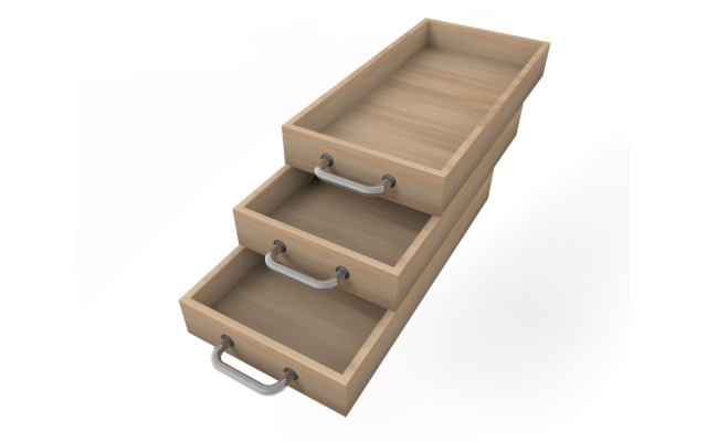 3段の引き出し - ウッド/木材/イラスト/写真/フリー素材/フォト/質感/3D