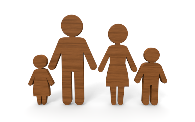 4人ファミリー - ウッド/木材/イラスト/写真/フリー素材/フォト/質感/3D