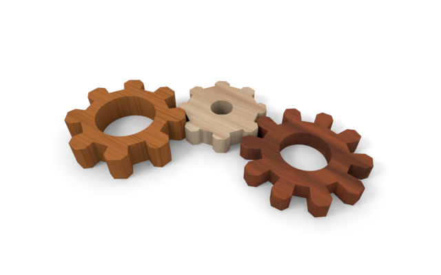 歯車 - ウッド/木材/イラスト/写真/フリー素材/フォト/質感/3D