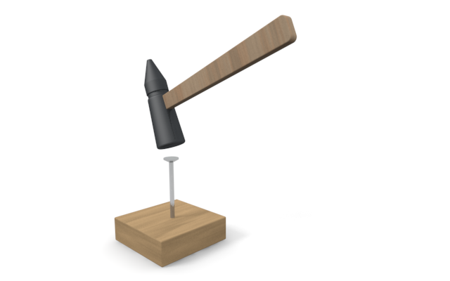 釘を打つ - ウッド/木材/イラスト/写真/フリー素材/フォト/質感/3D