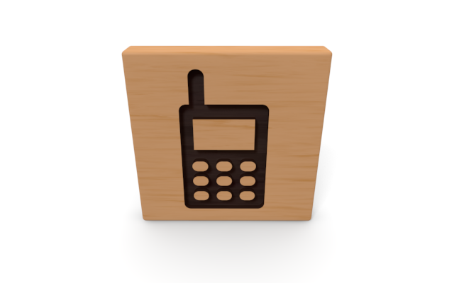 携帯電話 - ウッド/木材/イラスト/写真/フリー素材/フォト/質感/3D