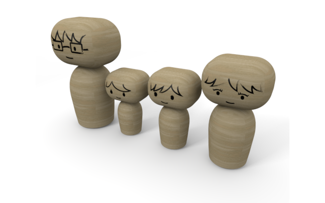 仲良し家族 - ウッド/木材/イラスト/写真/フリー素材/フォト/質感/3D