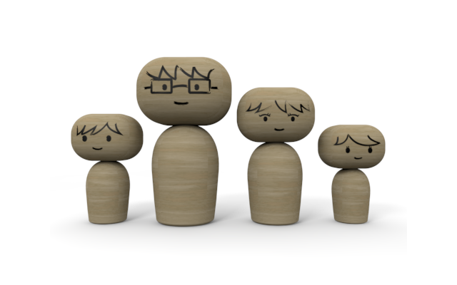 ハッピーファミリー - ウッド/木材/イラスト/写真/フリー素材/フォト/質感/3D