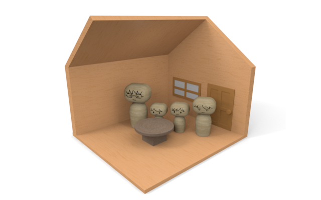 4人暮らし - ウッド/木材/イラスト/写真/フリー素材/フォト/質感/3D