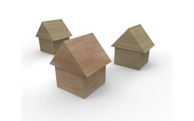 住宅街 - ウッド/木材/イラスト/写真/フリー素材/フォト/質感/3D