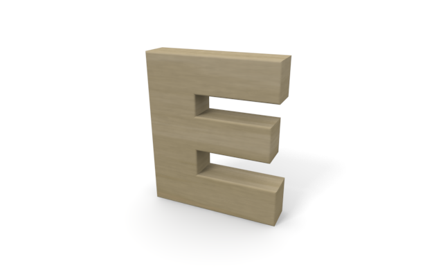 アルファベットの「E」 - ウッド/木材/イラスト/写真/フリー素材/フォト/質感/3D