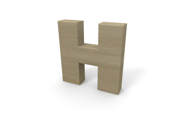 アルファベットの「H」 - ウッド/木材/イラスト/写真/フリー素材/フォト/質感/3D