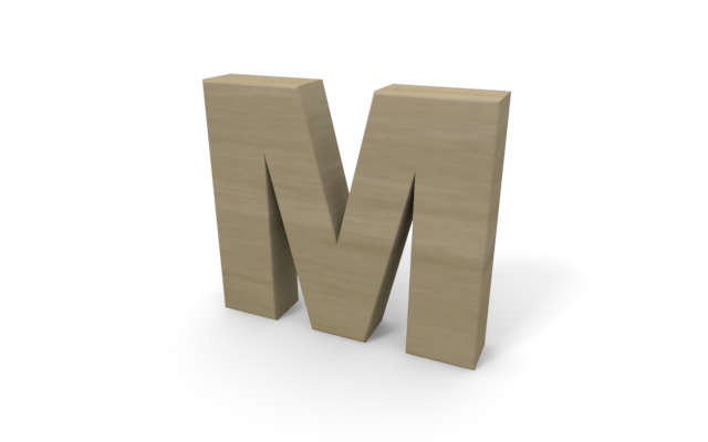 アルファベットの「M」 - ウッド/木材/イラスト/写真/フリー素材/フォト/質感/3D