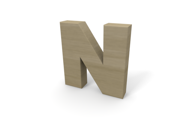 アルファベットの「N」 - ウッド/木材/イラスト/写真/フリー素材/フォト/質感/3D