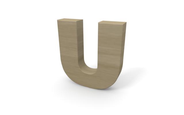 アルファベットの「U」 - ウッド/木材/イラスト/写真/フリー素材/フォト/質感/3D