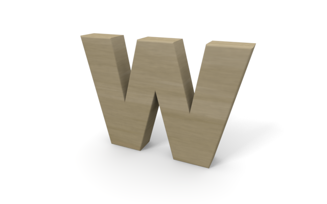 アルファベットの「W」 - ウッド/木材/イラスト/写真/フリー素材/フォト/質感/3D