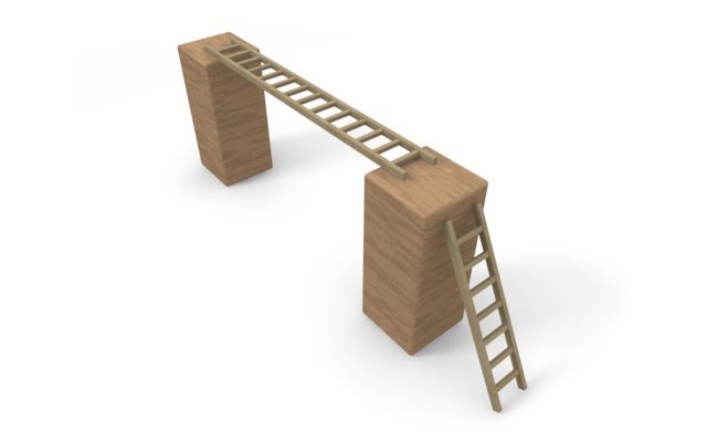 危険な梯子 - ウッド/木材/イラスト/写真/フリー素材/フォト/質感/3D