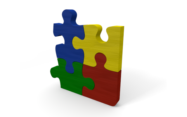 カラフルなジグソーパズル - ウッド/木材/イラスト/写真/フリー素材/フォト/質感/3D