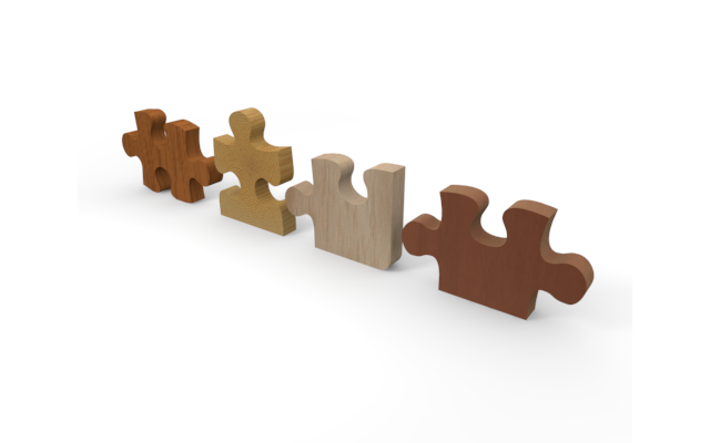 横に並んでるジグソーパズル - ウッド/木材/イラスト/写真/フリー素材/フォト/質感/3D
