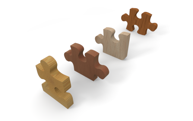 縦に並んでるジグソーパズル - ウッド/木材/イラスト/写真/フリー素材/フォト/質感/3D