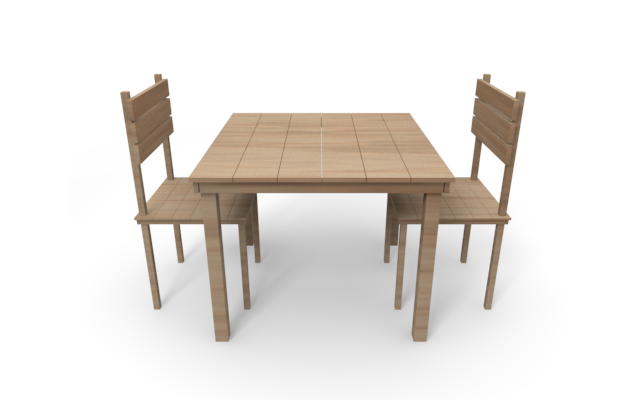 チェアとテーブル - ウッド/木材/イラスト/写真/フリー素材/フォト/質感/3D