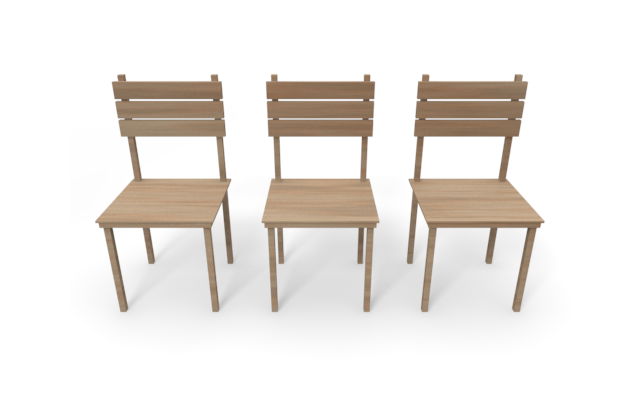 チェアが3つ - ウッド/木材/イラスト/写真/フリー素材/フォト/質感/3D