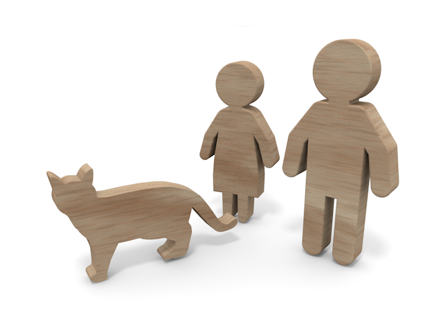 猫｜飼いネコ - ウッド/木材/イラスト/写真/フリー素材/フォト/質感/3D