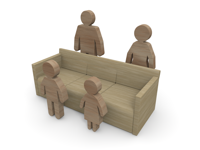 ソファ｜家族 - ウッド/木材/イラスト/写真/フリー素材/フォト/質感/3D