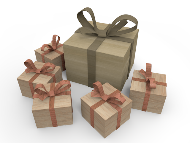 プレゼント｜贈り物 - ウッド/木材/イラスト/写真/フリー素材/フォト/質感/3D