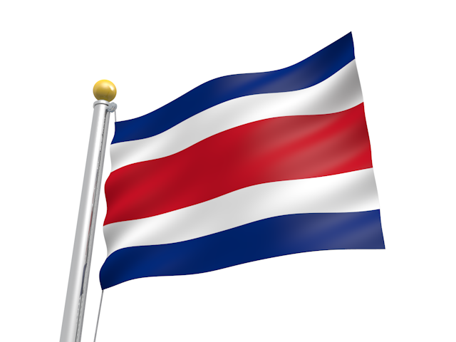 コスタリカ - ナショナルフラッグ / 世界地図 / イラスト / 写真 / 国旗 / フリー素材