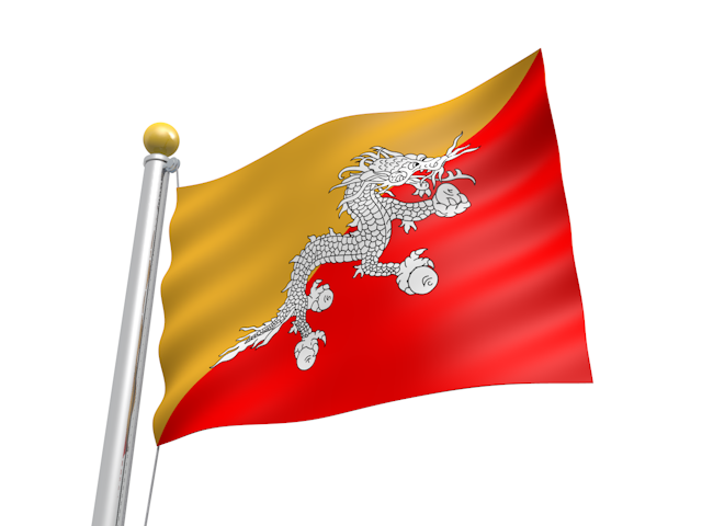 ブータン - ナショナルフラッグ / 世界地図 / イラスト / 写真 / 国旗 / フリー素材