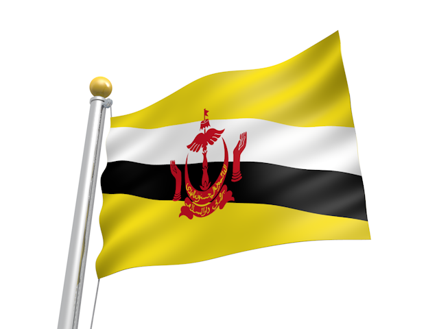 ブルネイ - ナショナルフラッグ / 世界地図 / イラスト / 写真 / 国旗 / フリー素材