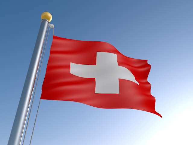 スイス - ナショナルフラッグ / 世界地図 / イラスト / 写真 / 国旗 / フリー素材