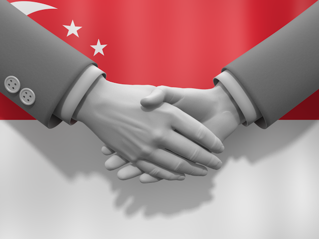 シンガポール - ナショナルフラッグ / 世界地図 / イラスト / 写真 / 国旗 / フリー素材