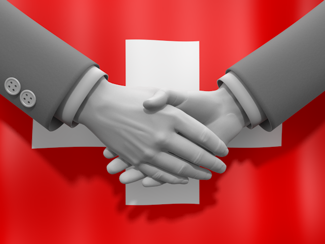 スイス - ナショナルフラッグ / 世界地図 / イラスト / 写真 / 国旗 / フリー素材